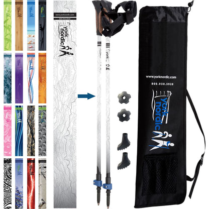 York Nordic Official Walking Poles | True Nordic Glove Grip | 29 Designs | Up to 6'4" - Niksstuff