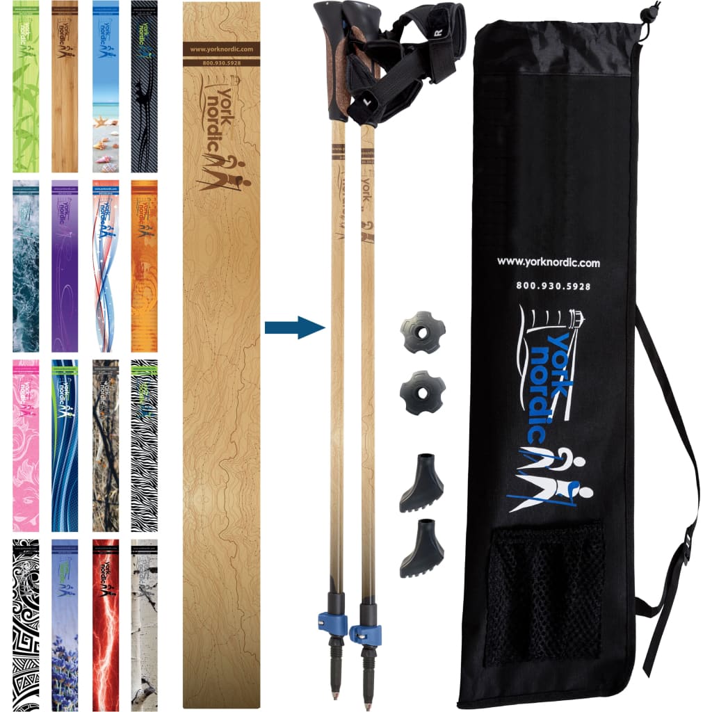 York Nordic Official Walking Poles | True Nordic Glove Grip | 29 Designs | Up to 6'4" - Niksstuff