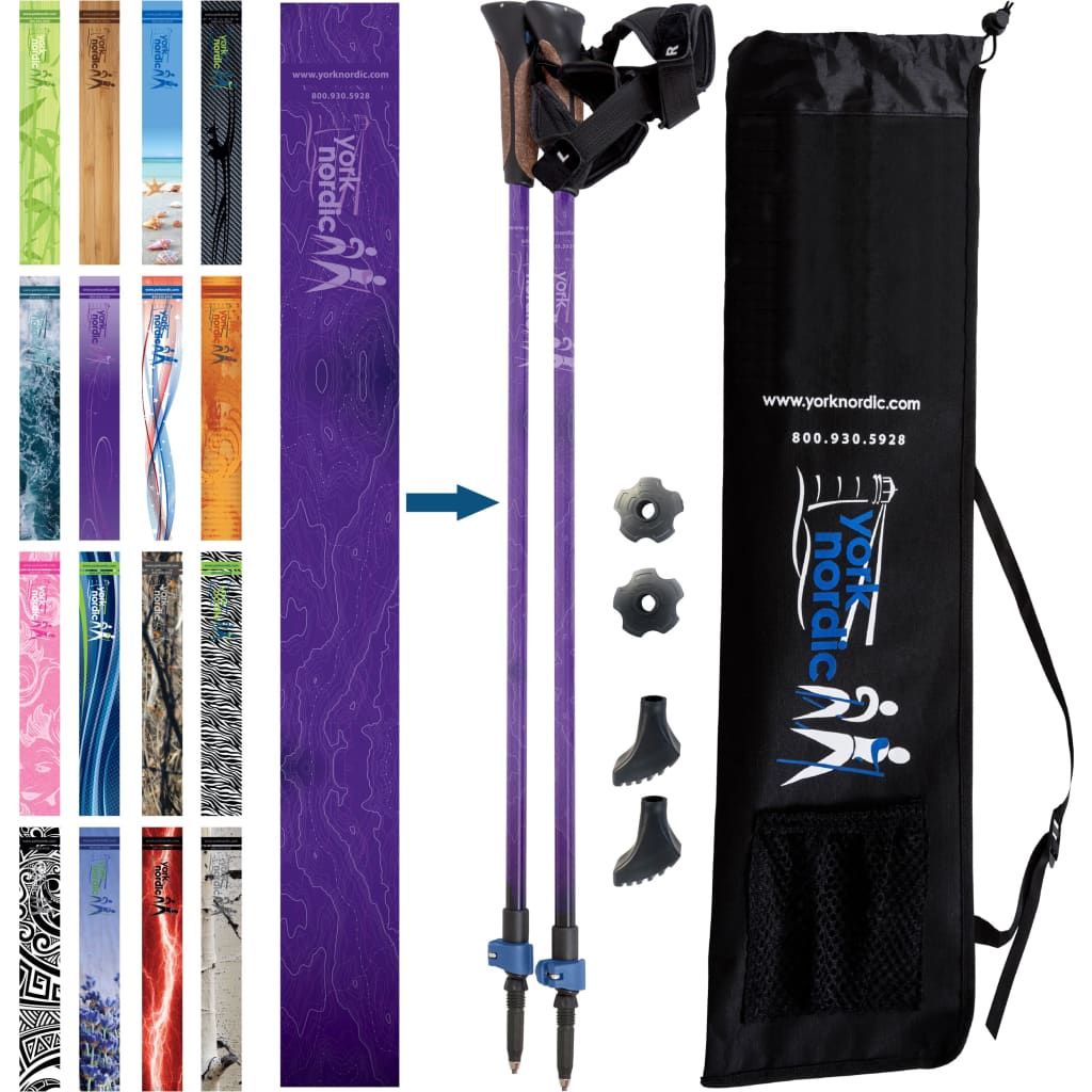 York Nordic Official Walking Poles | True Nordic Glove Grip | 29 Designs | Up to 6'4" - Niksstuff
