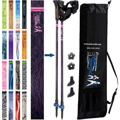 York Nordic Official Walking Poles | True Nordic Glove Grip | 29 Designs | Up to 6'4" - Niksstuff