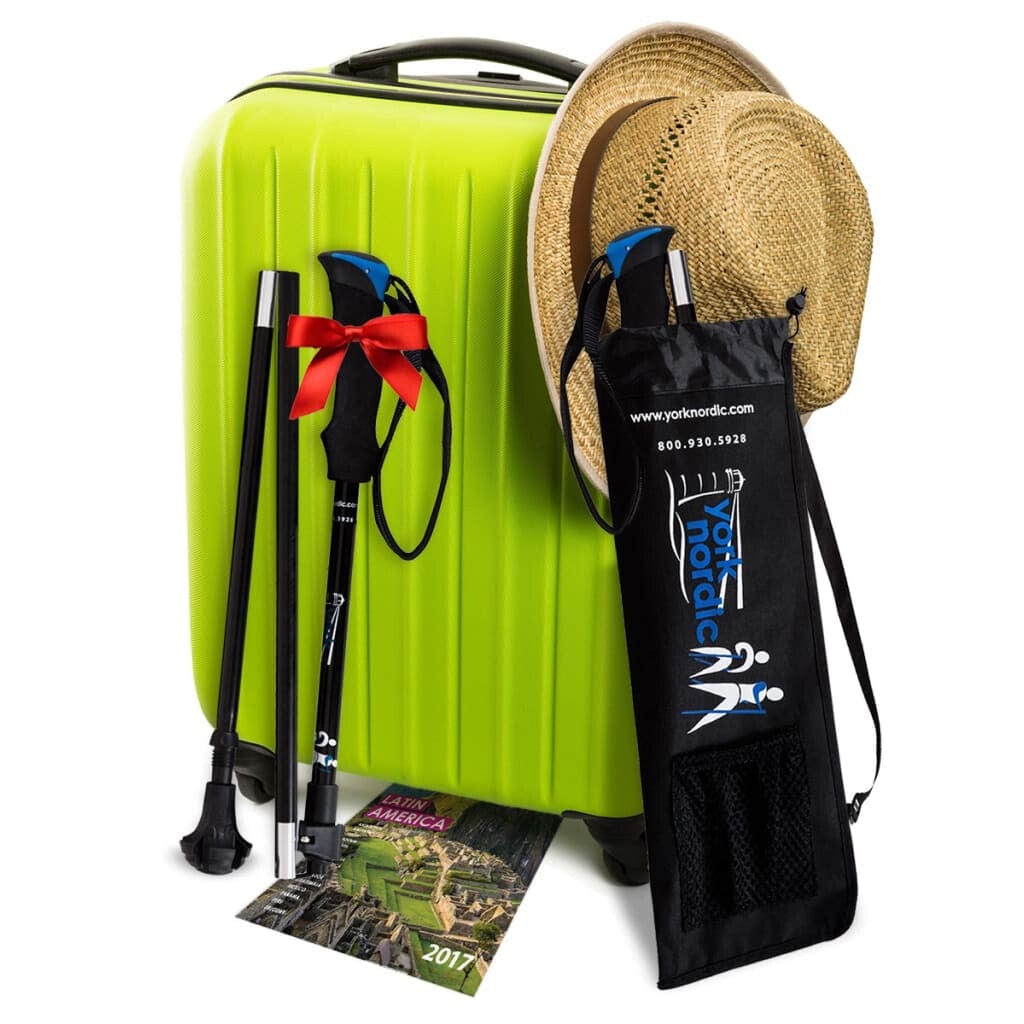 York Nordic Travel Folding Walking & Hiking Poles | Folds to 13.5" | 3 Sizes | Nordic or Trek Grip - Niksstuff
