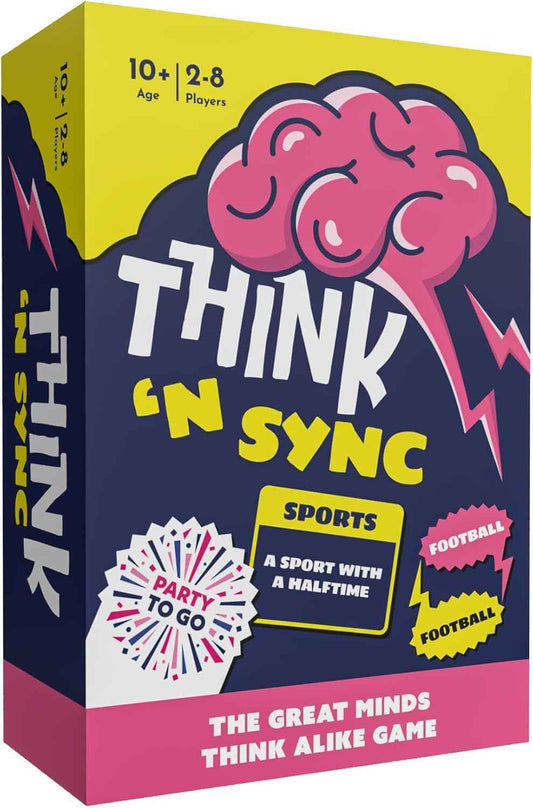 Think 'N Sync sports party game box with pink brain graphic and 'Think 'N Sync' title